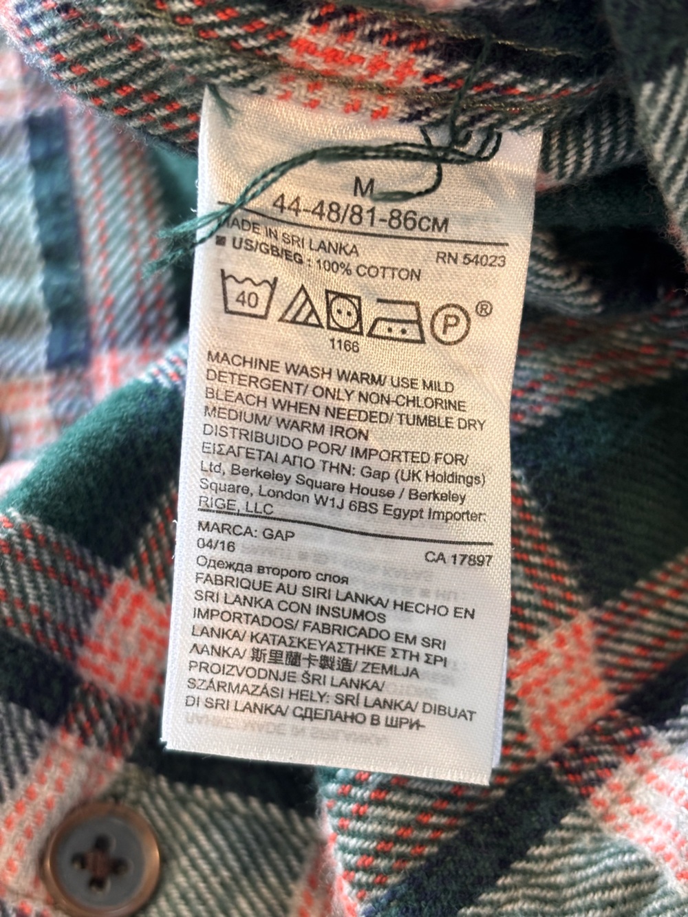 GAP & PENDLETON Men's Green & Pink Plaid Button-Up Shirt Medium Regular - Picture 8 of 10